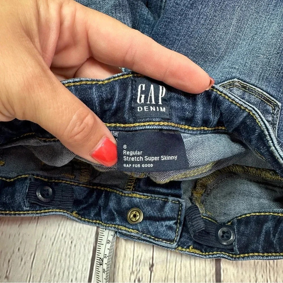 Gap denim super stretch super skinny sz 6 girls denim blue jeans boho - Picture 3 of 9